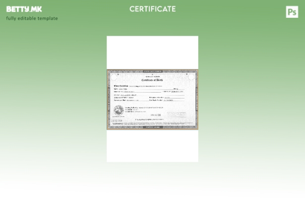 Модерен стил шаблон за потврда за раѓање во САД Индијана